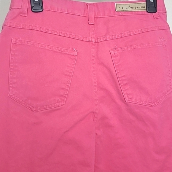 Y2K Pink Denim Capris High Waist Stretch Cotton Size 6 Bill Blass Straight Leg - Picture 4 of 6